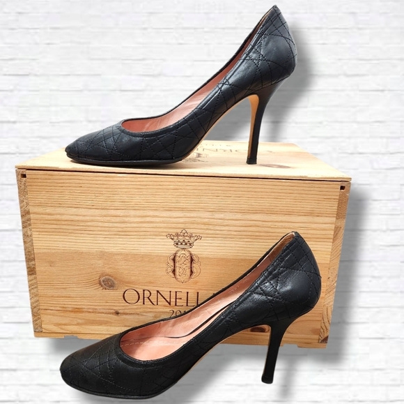 Christian Dior Vintage Black Leather Cannage Pattern Pumps Size 39.5 EU - Picture 1 of 12
